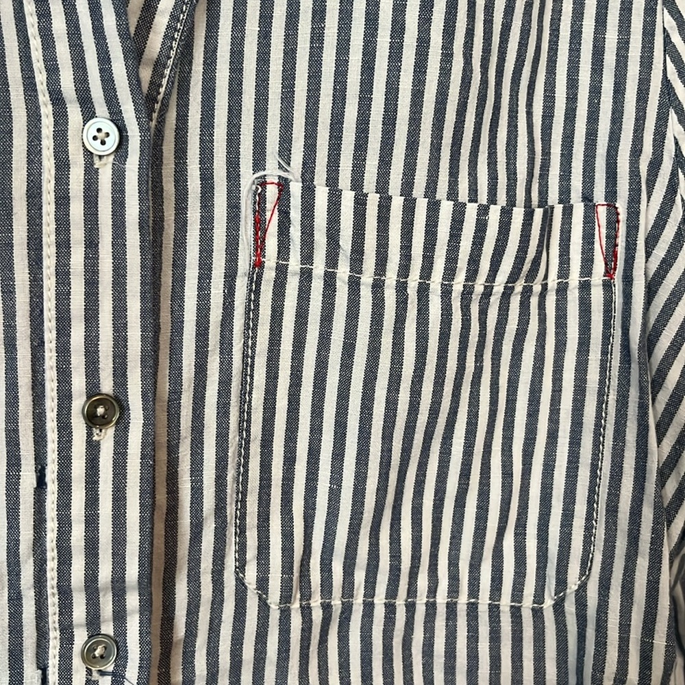 Sundance Linen Button Up Striped Size Medium - image 4